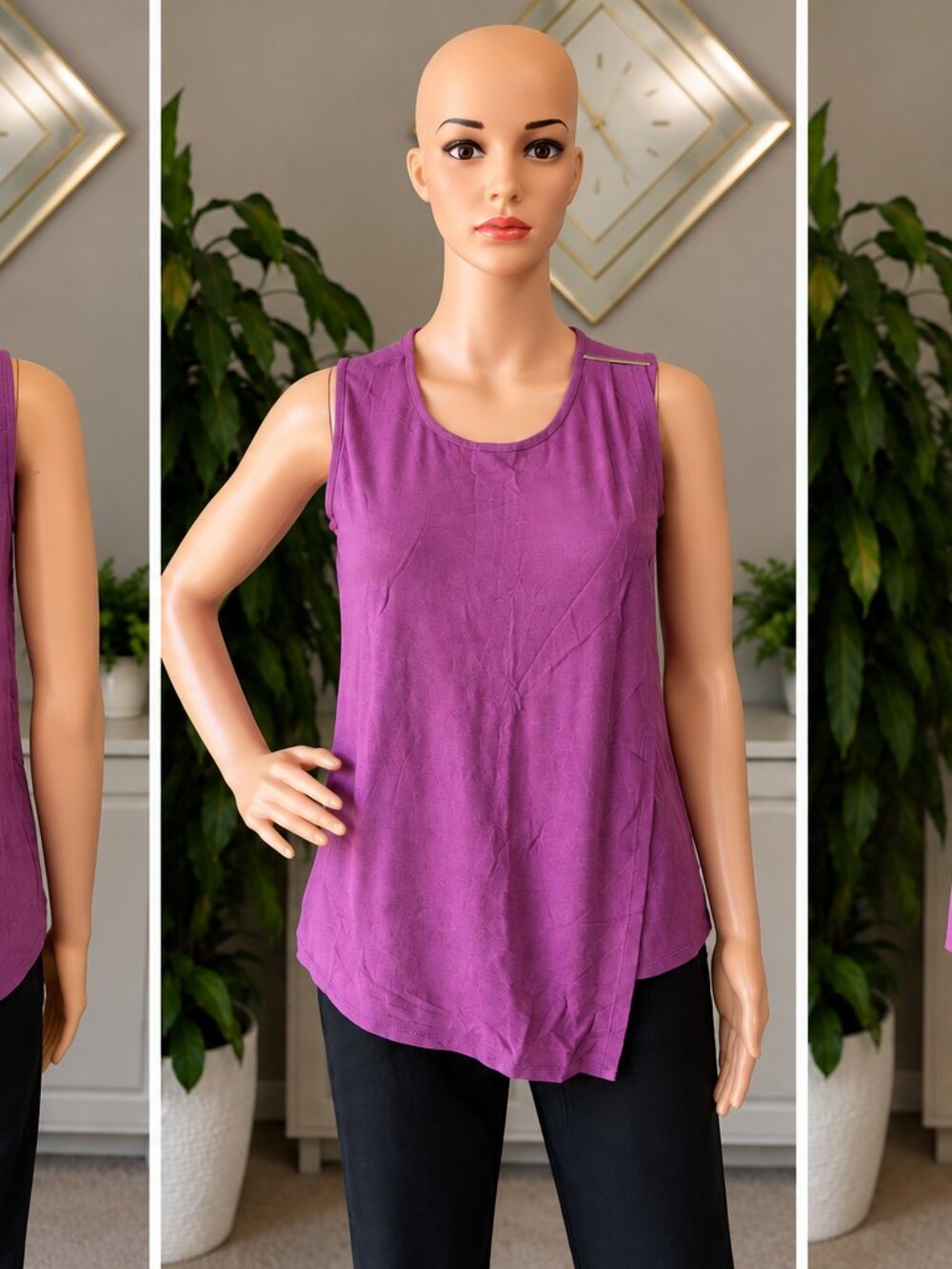 Lisa Rinna Collection Plum Scoop Neck Tank Top